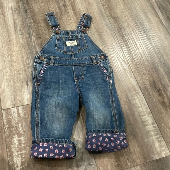 Oshkosh B’Gosh Overalls Denim Girls Floral size 12 months - Picture 1 of 6